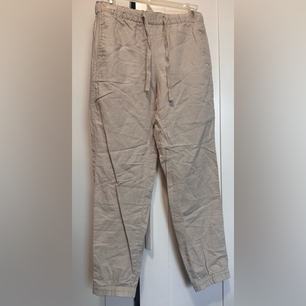 Eddie Bauer Women's Beige Linen And Cotton Blend Jogger Pants Size 4